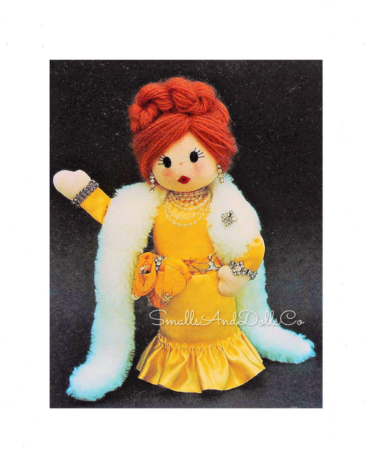 Vintage Sewing Pattern 12" Movie Star Soft Sculpture Doll PDF Instant Digital Download Beautiful Hollywood Actress Singer Lady Dolly