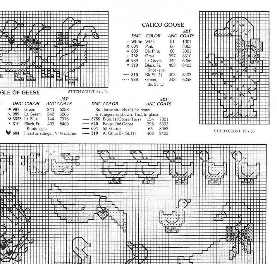 Vintage Cross Stitch Patterns Cute Country Geese Motifs PDF Instant Digital Download Embroidery Goose Gaggle Designs A1