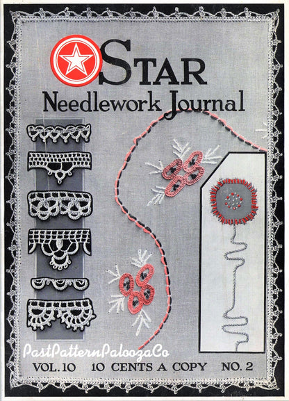 Antique Star Needlework Journal Vol. 10 No. 2 1925 Filet Crochet Lace Embroidery Cross Stitch PDF Instant Digital Download Book eBook