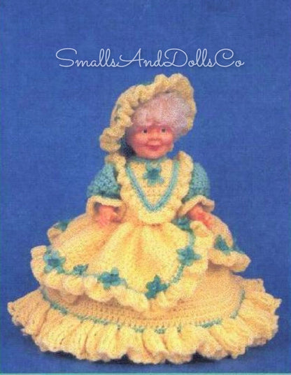 Vintage Crochet Pattern 14" Grandma Phyllis Granny Bed Doll PDF Instant Digital Download 4 Ply