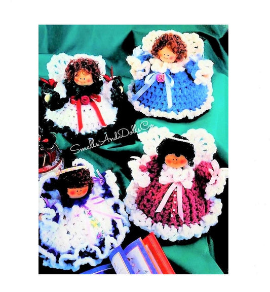 Vintage Crochet Pattern 5" Cute Angel Dolls PDF Instant Digital Download Ruffled Dresses 4 Potpourri Angel Designs 10 Ply