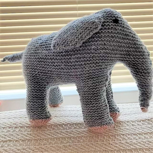 Vintage Knitting Pattern Knit Elephant Soft Plush Toy c. 1960 PDF Instant Digital Download Garter Stitch Elephant Amigurumi 4 Ply