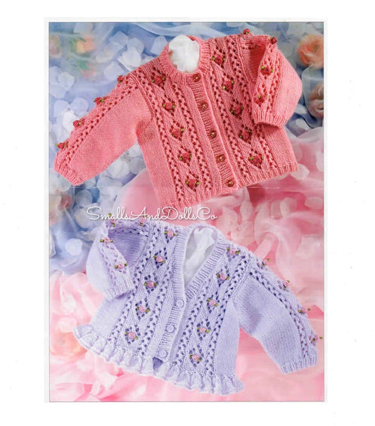 Vintage Knitting Pattern Baby Toddler Little Girl Flower Diamonds Peplum Cardigan Sweater Jumpers PDF Instant Digital Download 0-6 yrs DK