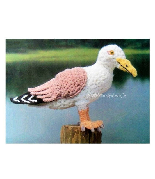 Vintage Crochet Pattern 7" Seagull Sea Gull Bird Soft Toy Doll PDF Instant Digital Download Plush Stuffed Waterbird Amigurumi 4 Ply