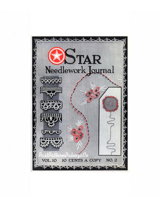 Antique Star Needlework Journal Vol. 10 No. 2 1925 Filet Crochet Lace Embroidery Cross Stitch PDF Instant Digital Download Book eBook