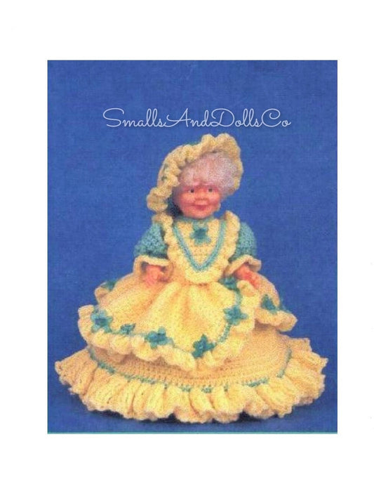 Vintage Crochet Pattern 14" Grandma Phyllis Granny Bed Doll PDF Instant Digital Download 4 Ply