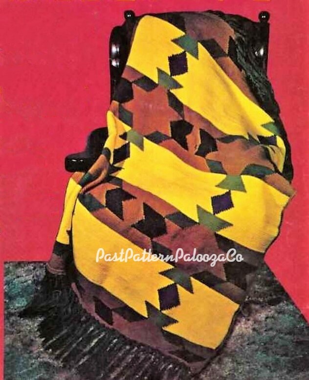 Vintage Crochet Pattern Indian Sands Stars Navajo Afghan Blanket PDF Instant Digital Download Southwestern Aztec Indigenous Design 10 Ply