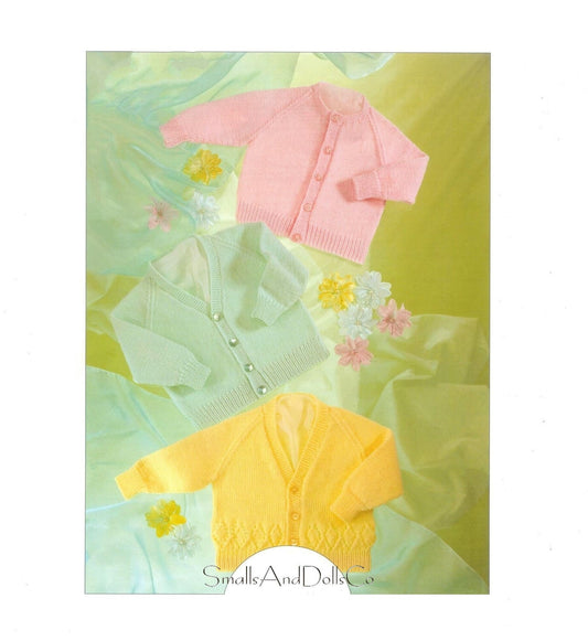 Vintage Knitting Pattern Baby to Child Classic Simple Cardigan  Sweaters Jumpers 3 Styles PDF Instant Digital Download Preemie - 2 yrs 4 Ply