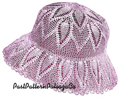 Vintage Crochet Pattern Womens Summer Pineapple Lace Bucket Hat c. 1923 PDF Instant Digital Download Brimmed Beachy Sun Hat Cotton Thread