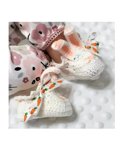 PDF Vintage Crochet Pattern Baby Bunny Booties PDF Instant Download Cute Crocheted Infant Easter Bunny Rabbit Bootees 4"