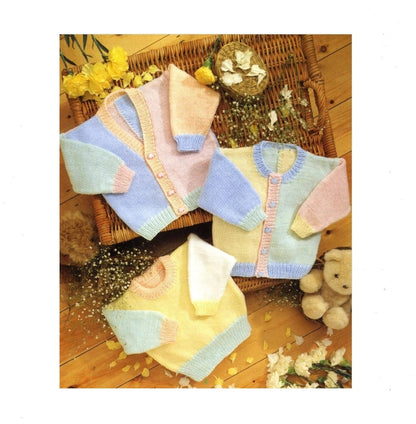 Vintage Knitting Pattern Knit Baby Boys Girls Pastel Cardigan Pullover Sweaters PDF Instant Digital Download Preemie to 4 years DK 8 Ply
