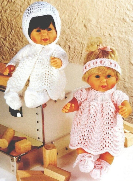 Vintage Knitting Pattern Knit Doll Clothes for 14 Inch Dolls 6 Pieces PDF Instant Digital Download Dress Leggings Headband DK 8 Ply
