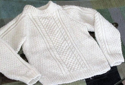 Vintage Knitting Pattern Baby Toddler Childrens Aran Paneled Pullover Sweaters Jumpers PDF Instant Digital Download 9m-9yrs DK 10 Ply