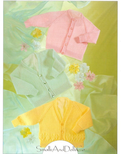 Vintage Knitting Pattern Baby to Child Classic Simple Cardigan  Sweaters Jumpers 3 Styles PDF Instant Digital Download Preemie - 2 yrs 4 Ply