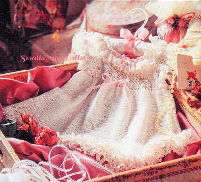 Vintage Crochet Pattern Pretty Baby Girl Heirloom Ruffle Dress PDF Instant Digital Download Cotton Thread 0-18 m