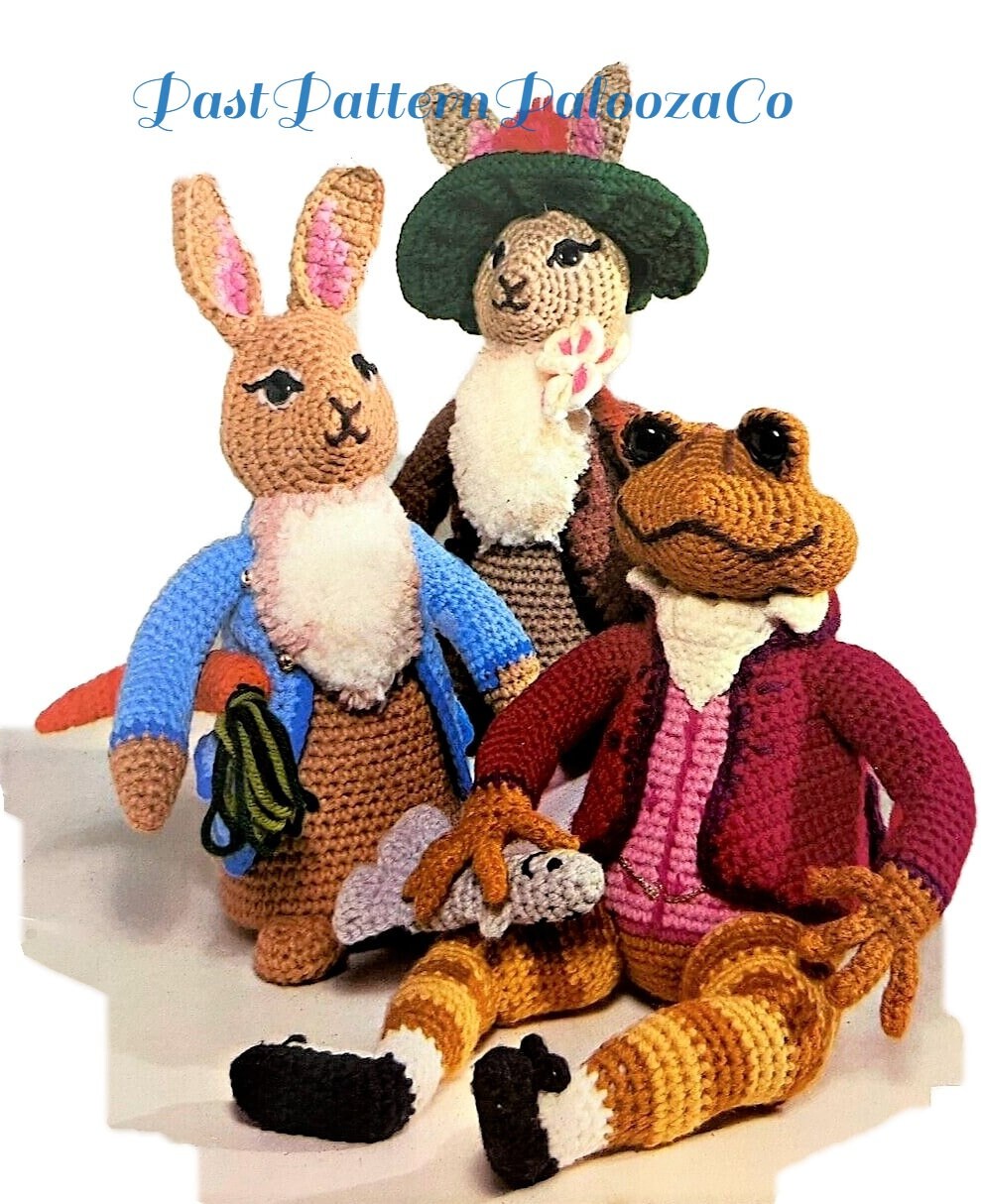 Vintage Crochet Pattern 11 Peter Rabbit and Friends Soft Toy Dolls PDF Instant Digital Download Amigurumi Animals 10 Ply
