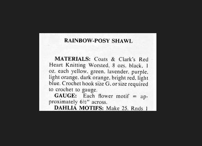 Vintage Crochet Pattern Womens Rainbow Posy Shawl Dahlia Flower Wheels Large Motifs PDF Instant Digital Download Hippie Wrap Boho Chic