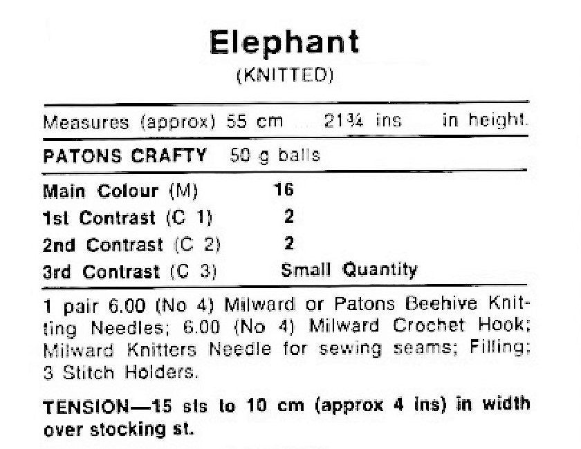 Vintage Knitting Pattern 21" Large Jumbo Elephant Soft Plush Toy PDF Instant Digital Download Animal Amigurumi 10 Ply