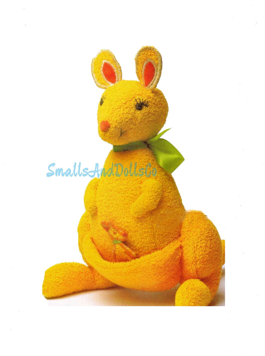 Vintage Sewing Pattern 9" Kangaroo Soft Terry Fabric Toy Doll PDF Instant Digital Download Cute Retro Mama and Joey