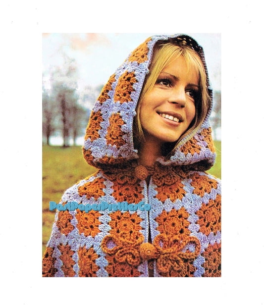 Vintage Crochet Pattern Women and Childs Killarney Cloaks Granny Square Capes PDF Instant Digital Download Retro Hooded Coats DK