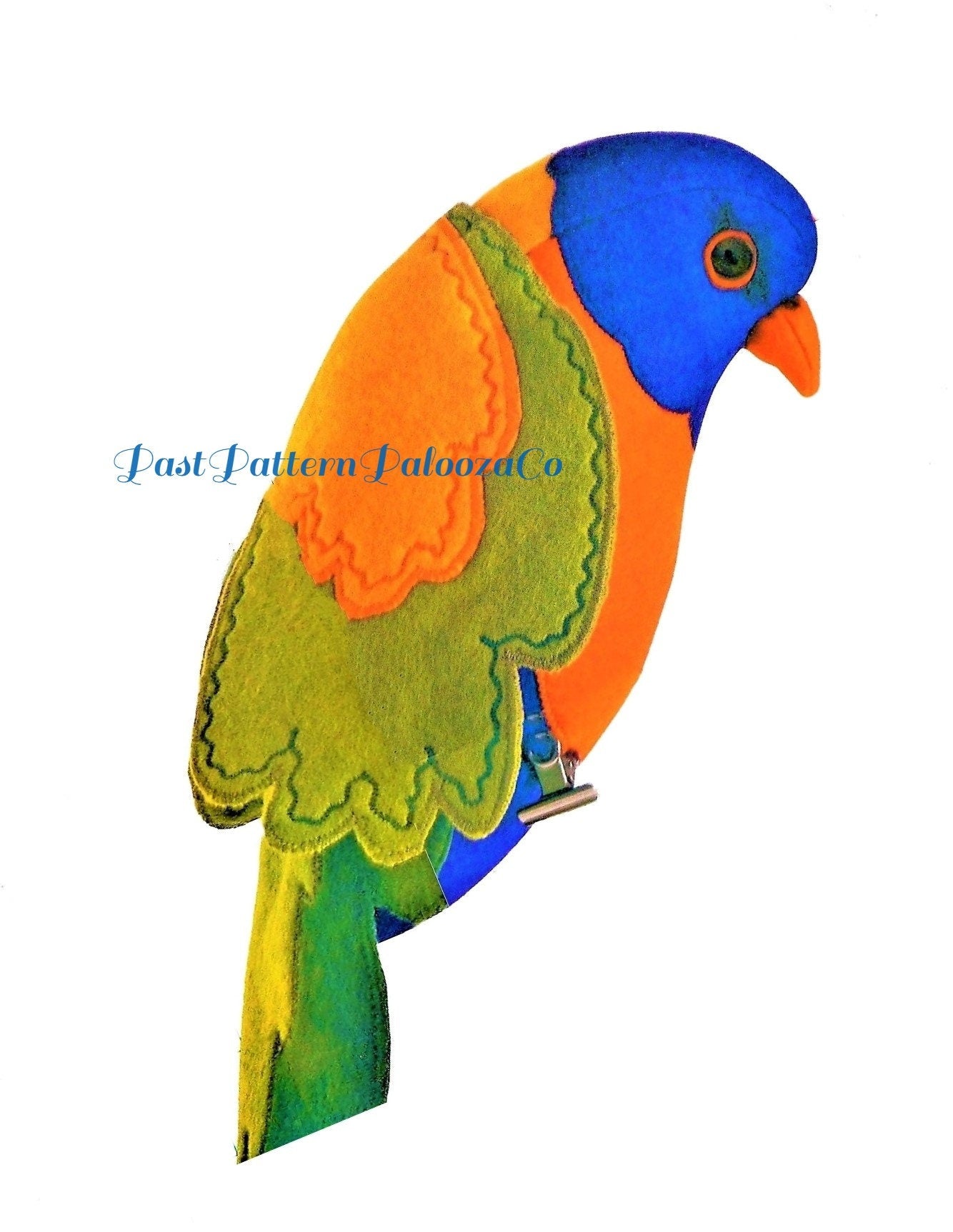 Vintage Sewing Pattern 15" Parrot Bird Soft Sculpture Plush Toy Doll PDF Instant Digital Download Rainbow Lorikeet Felt Fabric