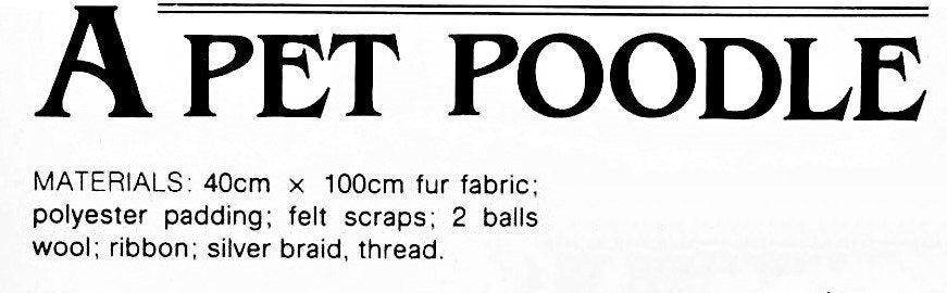 Vintage Sewing Pattern 16" Pet Poodle Dog Soft Sculpture Doll PDF Instant Digital Download Fur Fabric Puppy Animal Stuffed Toy