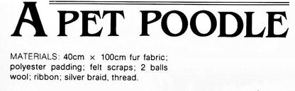 Vintage Sewing Pattern 16" Pet Poodle Dog Soft Sculpture Doll PDF Instant Digital Download Fur Fabric Puppy Animal Stuffed Toy