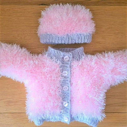 Vintage Knitting Pattern Baby Toddler Furry Sweaters Jumpers Hat Hooded Cardigan PDF Instant Digital Download Preemie - 2 yrs Eyelash Yarn