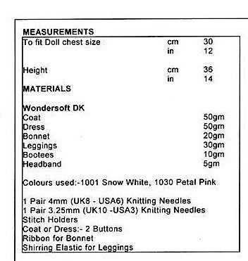 Vintage Knitting Pattern Knit Doll Clothes for 14 Inch Dolls 6 Pieces PDF Instant Digital Download Dress Leggings Headband DK 8 Ply