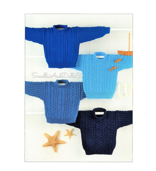 Vintage Knitting Pattern Toddler to Childrens Easy Knit Aran Sweater PDF Instant Digital Download Cabled Pullover 2 - 12 Years 10 Ply