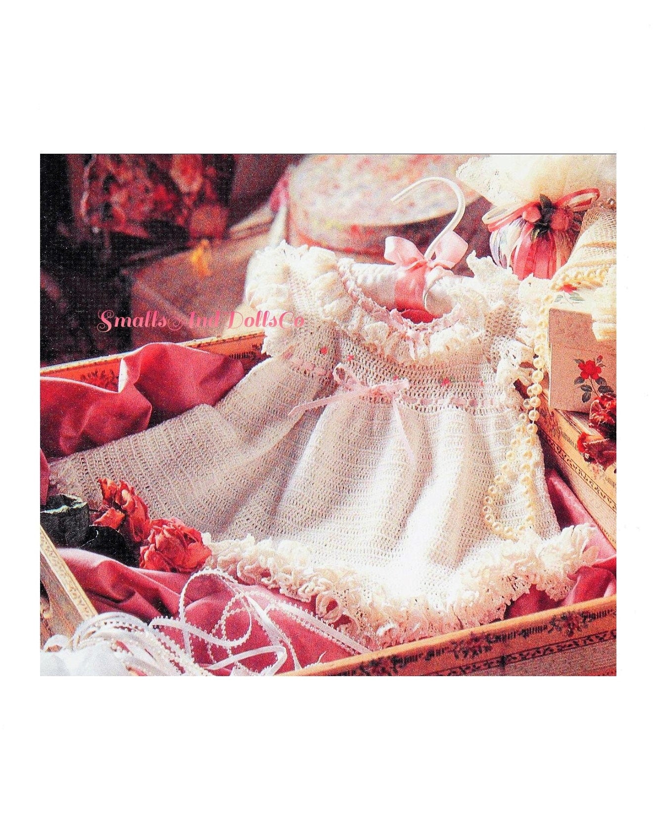 Vintage Crochet Pattern Pretty Baby Girl Heirloom Ruffle Dress PDF Instant Digital Download Cotton Thread 0-18 m