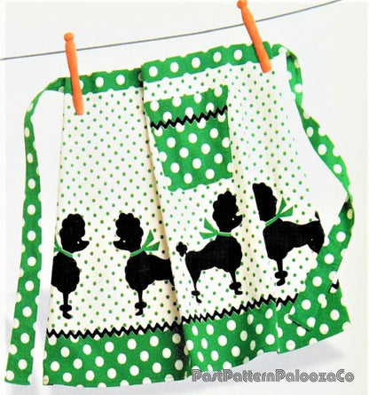Vintage Sewing Pattern Womens Polka Dot Poodles Apron Mid Century Housewife Chic PDF Instant Digital Download One Size