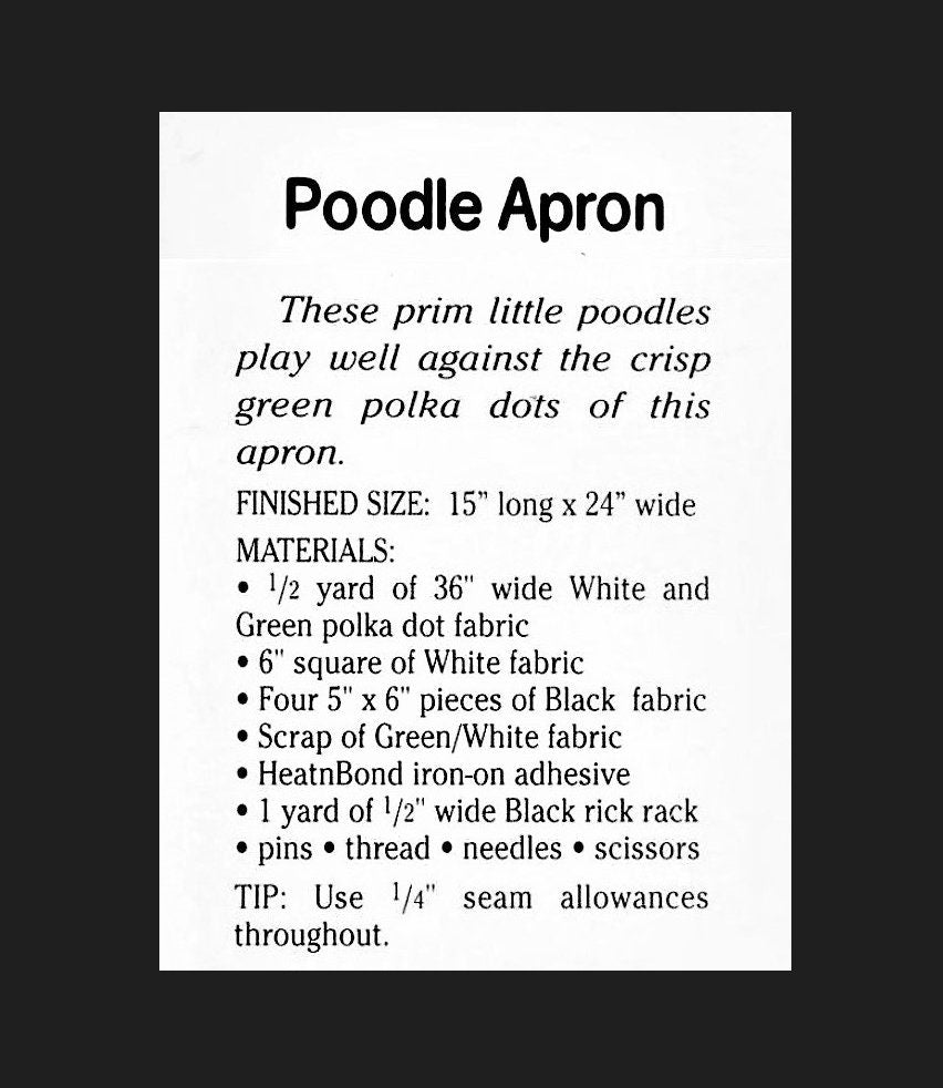 Vintage Sewing Pattern Womens Polka Dot Poodles Apron Mid Century Housewife Chic PDF Instant Digital Download One Size