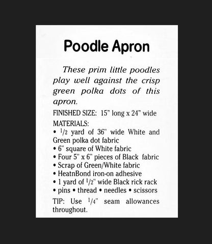 Vintage Sewing Pattern Womens Polka Dot Poodles Apron Mid Century Housewife Chic PDF Instant Digital Download One Size