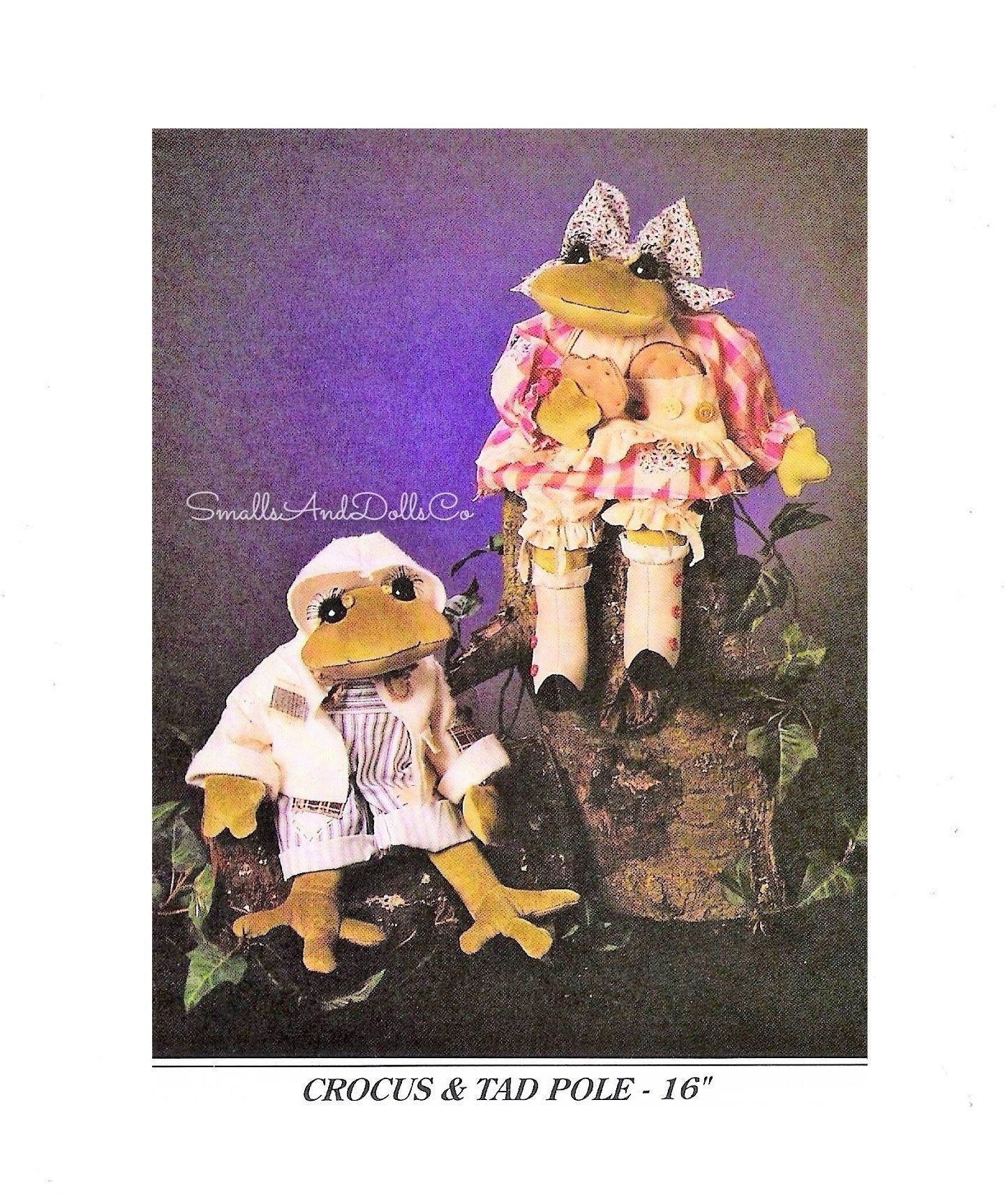 Vintage Sewing Pattern Country Frogs Soft Sculpture Dolls PDF Instant Digital Download Soft Girl and Boy Froggie Toys 16"