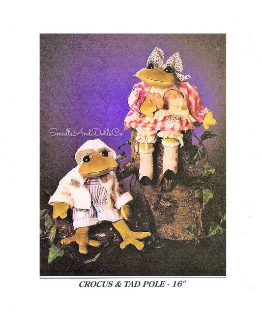 Vintage Sewing Pattern Country Frogs Soft Sculpture Dolls PDF Instant Digital Download Soft Girl and Boy Froggie Toys 16"