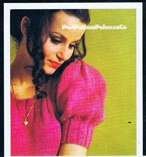 Vintage Knitting Pattern Womens Retro Puff Sleeved Juliet Top PDF Instant Digital Download Romantic Short Pullover 5 Ply