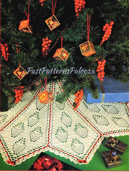 Vintage Crochet Pattern 55" Pretty Pineapples Christmas Tree Skirt PDF Instant Digital Download 3 Plied Worsted
