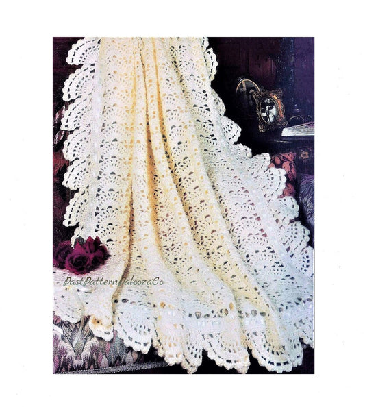 Vintage Crochet Pattern Victorian Feminine Fans Afghan PDF Instant Digital Download Heirloom Elegant Lapghan Throw 47x60