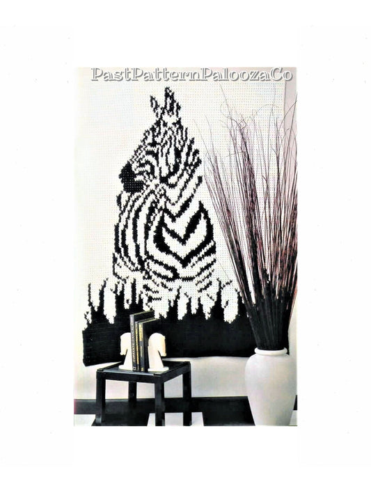Vintage Crochet Pattern Zebra Afghan PDF Instant Digital Download Wild Animal Jungle Africa Safari Blanket or Wall Hanging 46x61 10 Ply