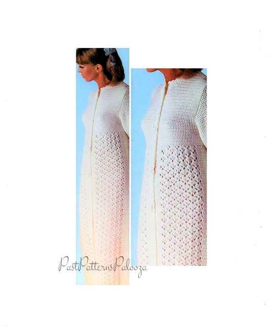 Vintage Crochet Pattern Womens Maxi Dressing Gown Robe PDF Instant Digital Download Boho Chic Long or Short Sleep Bath Robe 5 Ply