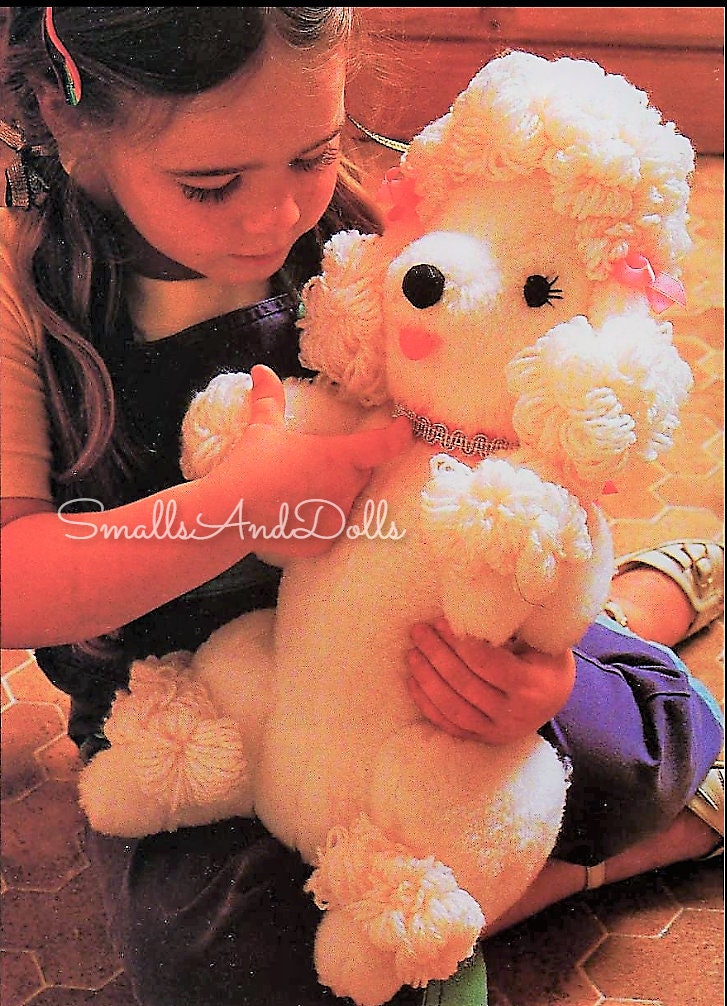 Vintage Sewing Pattern 16" Pet Poodle Dog Soft Sculpture Doll PDF Instant Digital Download Fur Fabric Puppy Animal Stuffed Toy