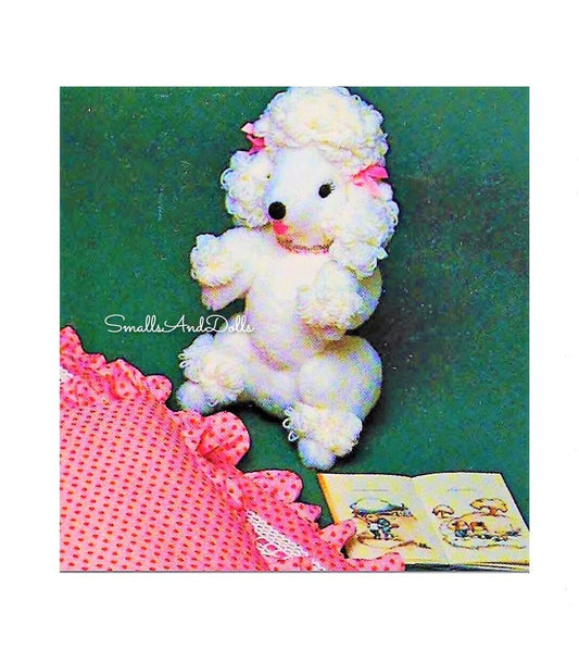 Vintage Sewing Pattern 16" Pet Poodle Dog Soft Sculpture Doll PDF Instant Digital Download Fur Fabric Puppy Animal Stuffed Toy