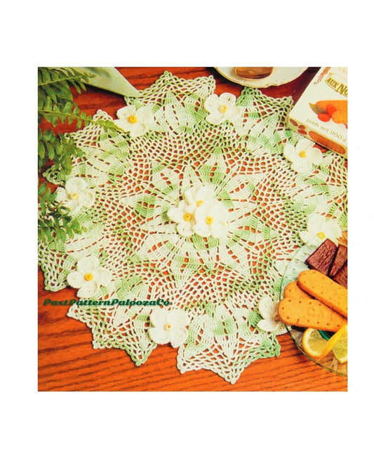 Vintage Crochet Pattern 17" Lacy Primrose Flower Garden Doily PDF Instant Digital Download Floral Wheel Table Mat Decor