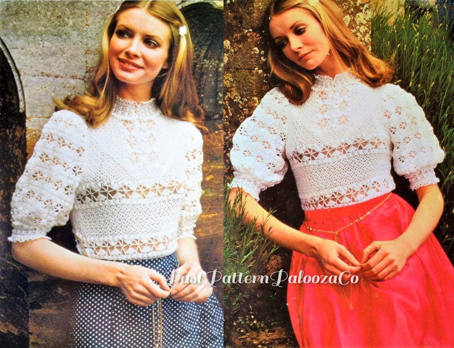 Vintage Crochet Pattern Lacy Victorian Top Romantic Puff Sleeved Blouse PDF Instant Digital Download 2 Ply Lace