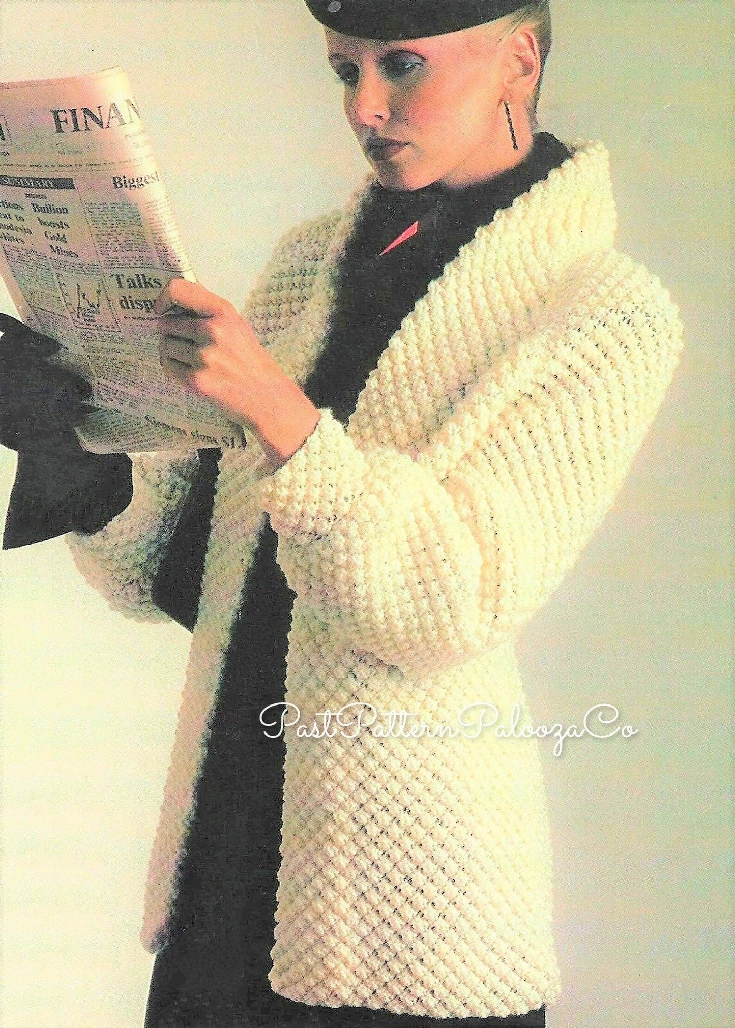 Vintage Knitting Pattern Womens Blackberry Stitch Aran Jacket PDF Instant Digital Download Long Elegant Sweater Coat
