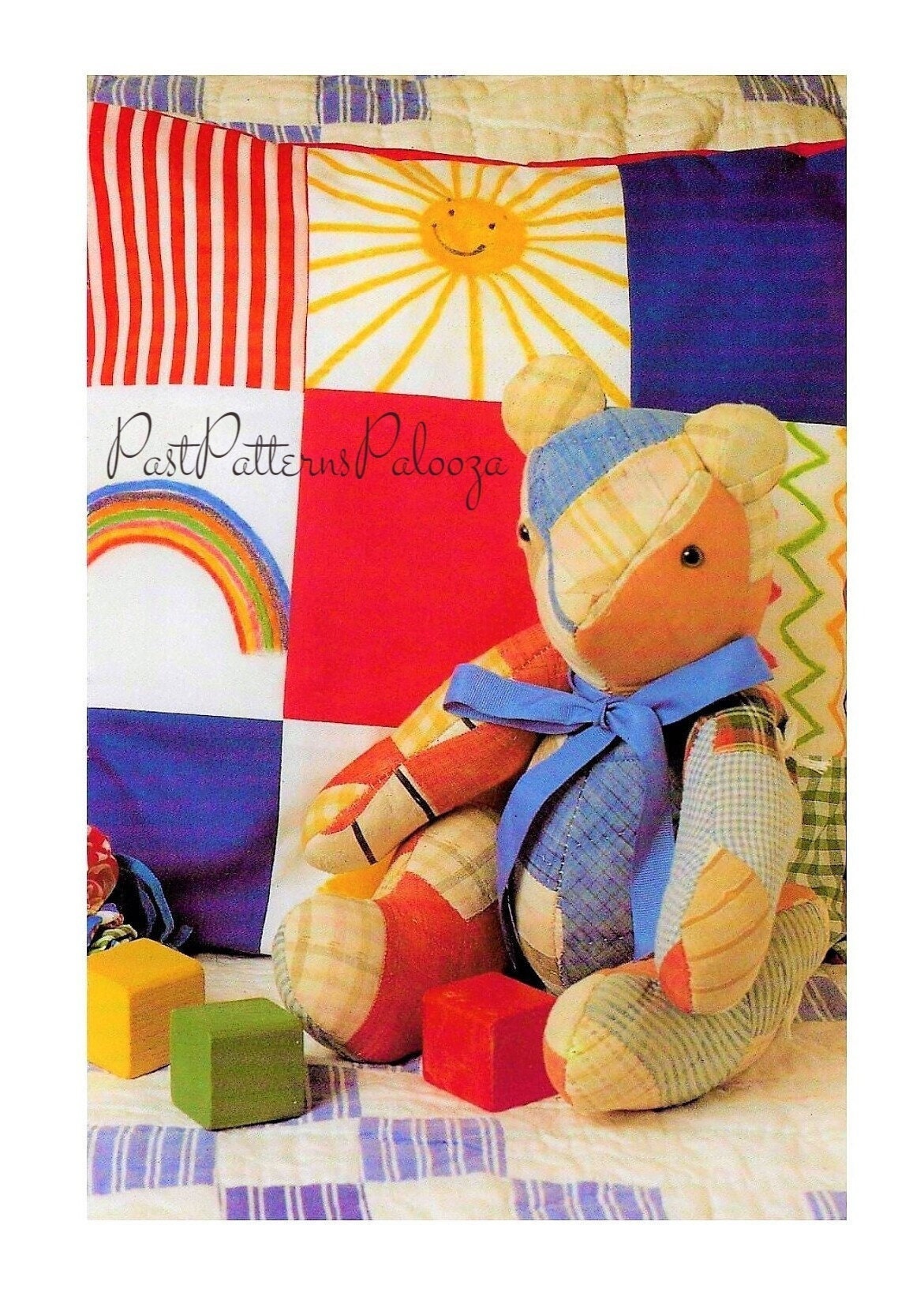 Vintage Sewing Pattern 15" Patchwork Fabric Memory Bear Jointed Traditional Teddy PDF Instant Digital Download Soft Stuffed Toy