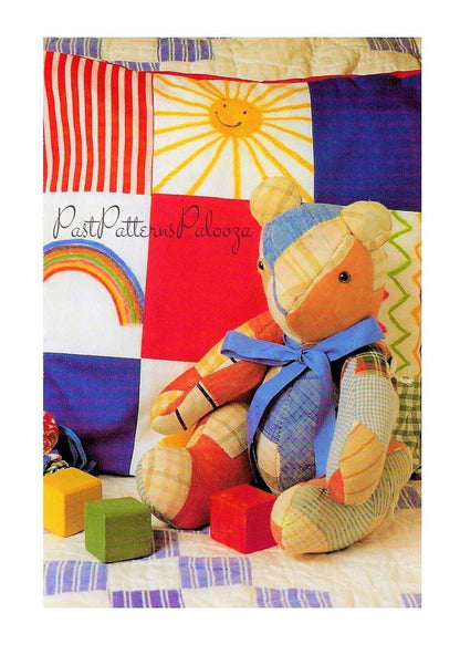 Vintage Sewing Pattern 15" Patchwork Fabric Memory Bear Jointed Traditional Teddy PDF Instant Digital Download Soft Stuffed Toy