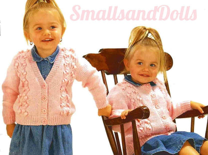Vintage Knitting Pattern Baby Toddler Big Girl Pretty Paneled Cardigan Sweaters Jumpers PDF Instant Digital Download 9m-9yrs DK