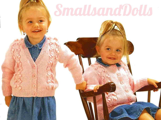 Vintage Knitting Pattern Baby Toddler Big Girl Pretty Paneled Cardigan Sweaters Jumpers PDF Instant Digital Download 9m-9yrs DK